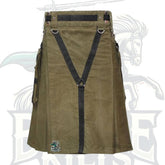 Cotton Olive Green Utility Kilt – Comfortable & Functional Scottish Kilt