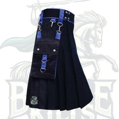 Black and Royal Blue Two-Tone Utility Kilt