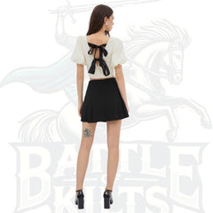 Mid-Rise Black Pleated Mini Skirt – Classic & Chic