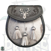 Semi Dress Sporran with Stag Mount and Laser Etched Thistle – Premium Highland Accessory