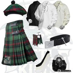 Battle Of Kilts Men’s Tartan Kilt Outfit – 9-Piece Scottish Set with Premium Accessories