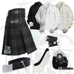 Battle Of Kilts Men’s Tartan Kilt Outfit – 8-Piece Scottish Set with Premium Accessories