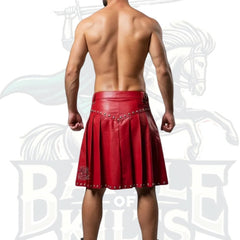 Leather Hybrid Kilt – Handmade Men’s Genuine Red Cow Leather Kilt