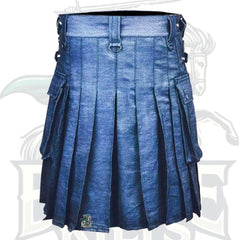 Blauer Denim-Utility-Kilt für aktive Männer