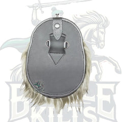 Grey Vegan Kilt Sporran – 100% Synthetic Fur & Vegan Leather with Chain Belt – Battle of Kilts