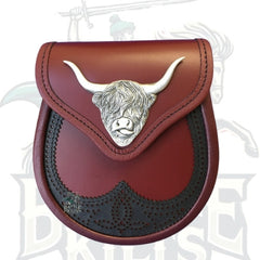 Highland Cow Leather Sporran by BattleOfKilts
