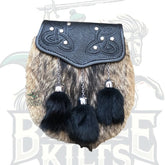 Traditional Full Dress Scottish Fur Sporran – 3 Tassel Sporran with Chain & Belt by BattleOfKilts