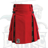 Lautreamont Black Stewart Hybrid Kilt with Red Cotton – Premium Hybrid Scottish Wear