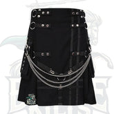 Modern Black Gothic Kilt with Chains – Stylish Alternative Utility Kilt