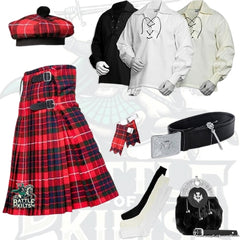 Battle Of Kilts Men’s Tartan Kilt Outfit – 9-Piece Scottish Set with Premium Accessories