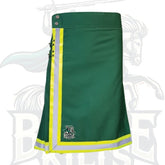 Green Firefighter Utility Kilt – Men’s Firefighter Kilt with Cargo Pockets & Reflective Stripes