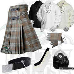 Battle Of Kilts Men’s Tartan Kilt Outfit – 8-Piece Scottish Set with Premium Accessories