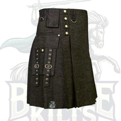 Denim Kilt with Tactical Pocket – Rugged Utility Style