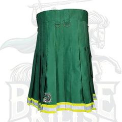 Green Firefighter Utility Kilt – Men’s Firefighter Kilt with Cargo Pockets & Reflective Stripes