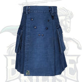 Fashion Blue Denim Kilt with Studs – Modern Statement Wear