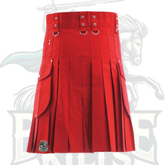 Red Utility Kilt – Durable Modern Kilt with Functional Pockets