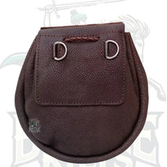 Jacobite Kilt Sporran – Brown Leather Highland Pouch with Drawstring by BattleOfKilts