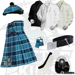 Battle Of Kilts Men’s Tartan Kilt Outfit – 9-Piece Scottish Set with Premium Accessories