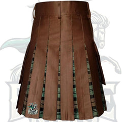 Premium Brown with Black Watch Weathered Tartan Hybrid Kilt – Scottish Heritage by BattleOfKilts