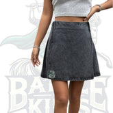 Plain Color Pleated Casual Vacation Denim Mini Skirt