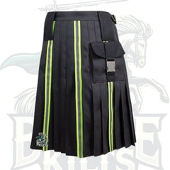 Black Firefighter High Visibility Reflective Kilt – Safety Utility Kilt for Men