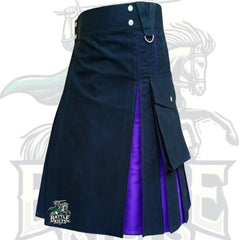 Scottish Black with Purple Hybrid Modern Kilt for Men – Brand New Design | BattleOfKilts