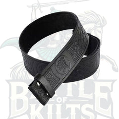 Black Thistle Embossed Leather Kilt Belt | Battle of Kilts