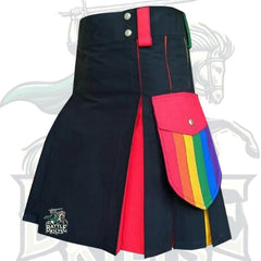 Rainbow Pride Hybrid Kilt for Men – LGBTQ Festival Kilt with Colorful Pleats & Side Pockets | BattleOfKilts
