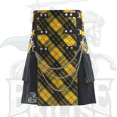 Black Gothic Hybrid Kilt with Tartan Front Apron – Alternative Highland Wear by BattleOfKilts