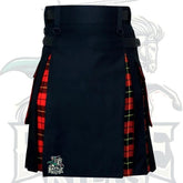 Scottish Handmade Hybrid Utility Black Cotton & Wallace Tartan Kilt for Men – Bold Scottish Heritage by BattleOfKilts