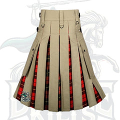 Modern Khaki and Wallace Tartan Hybrid Kilt – Premium Scottish-Inspired Wear