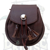 Jacobite Kilt Sporran – Brown Leather Highland Pouch with Drawstring by BattleOfKilts