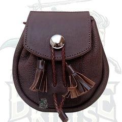 Jacobite Kilt Sporran – Brown Leather Highland Pouch with Drawstring by BattleOfKilts