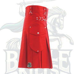 Red Utility Kilt – Durable Modern Kilt with Functional Pockets