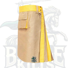 Two-Tone Khaki and Yellow Utility Hybrid Kilt – Premium Scottish-Inspired Hybrid Wear