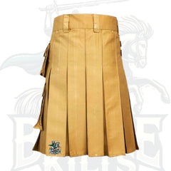Khaki Firefighter Utility Kilt – Firemen Cargo Utility Kilt with Reflective Safety Stripes