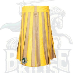 Two-Tone Khaki and Yellow Utility Hybrid Kilt – Premium Scottish-Inspired Hybrid Wear