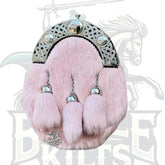 Men’s Scottish Baby Pink Fur Sporran with 3 Tassels & Chain Belt – Battle of Kilts