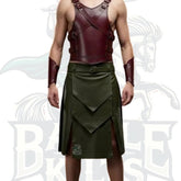 Gladiator Warrior Leather Costume for Men – Handmade Real Leather Kilt