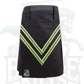 Men’s Black Firefighter Utility Kilt with Pocket – Reflective Safety Kilt
