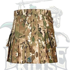 Scottish Khaki Camo Utility Kilt – Handmade Tactical Kilt for Men