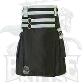 Stylish Black Utility Kilt with White Nylon Straps – Modern Functional Kilt