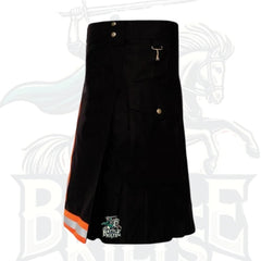 Men's Black Firefighter Turnout Kilt – Reflective Safety Utility Kilt