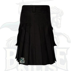 Men's Black Firefighter Turnout Kilt – Reflective Safety Utility Kilt