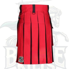 Men’s Black and Red Cross Utility Hybrid Kilt | Modern Scottish Design by BattleOfKilts