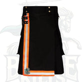 Men's Black Firefighter Turnout Kilt – Reflective Safety Utility Kilt