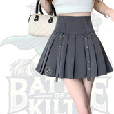 High-Waist A-Line Pleated Skirt – Solid Color Casual Style for Women