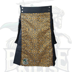 Modern Leopard with Black Hybrid Kilt – Bold Scottish-Inspired Utility Wear
