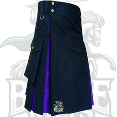 Scottish Black with Purple Hybrid Modern Kilt for Men – Brand New Design | BattleOfKilts