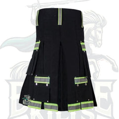 Black Firefighter Utility Kilt with Double Cargo Pockets
